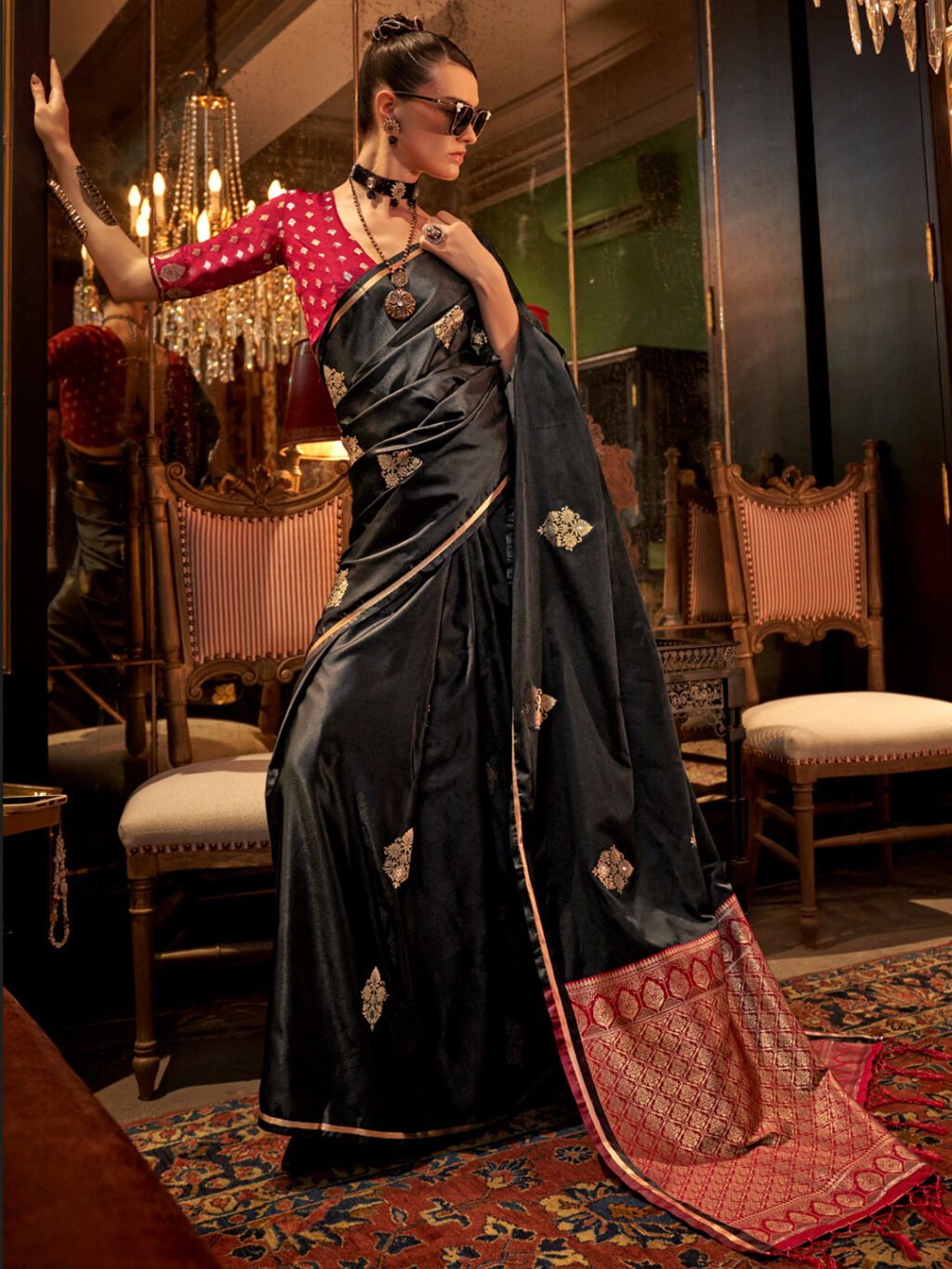 Image of Black Silk Saree