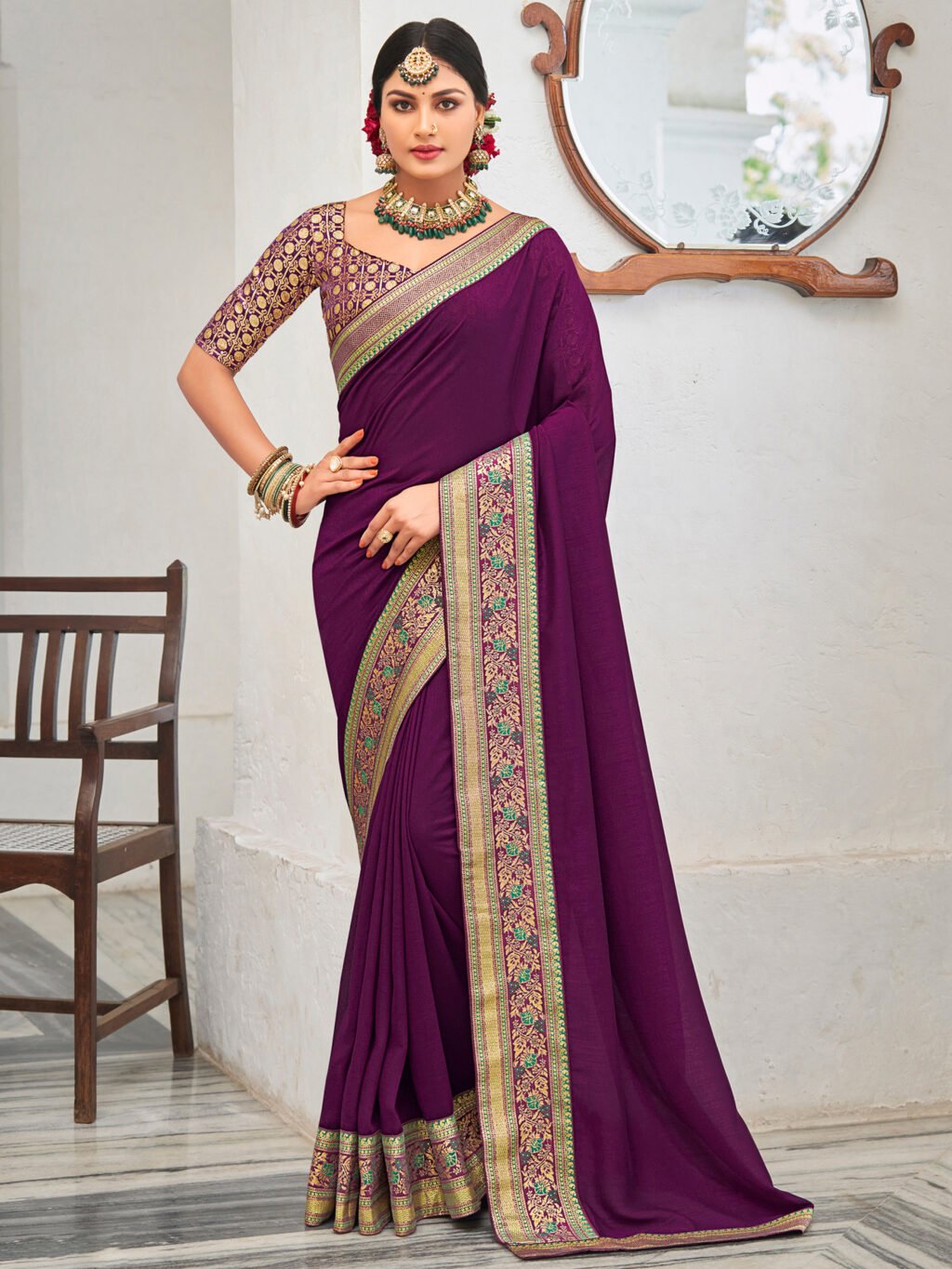 Image of Purple Silk Saree