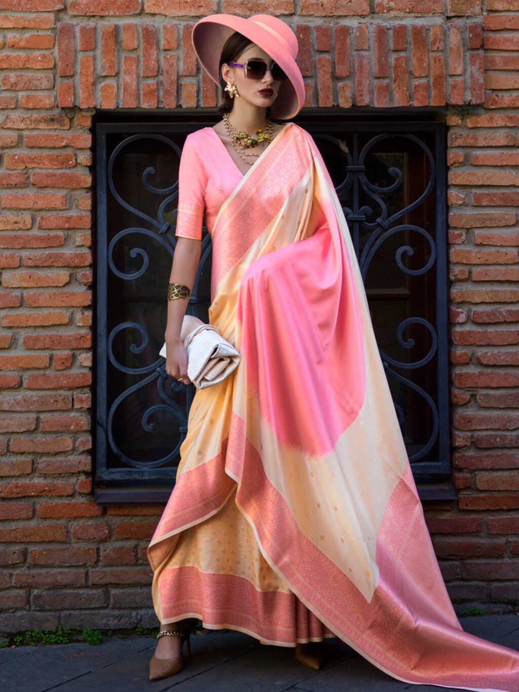 Image of Cream Silk Saree