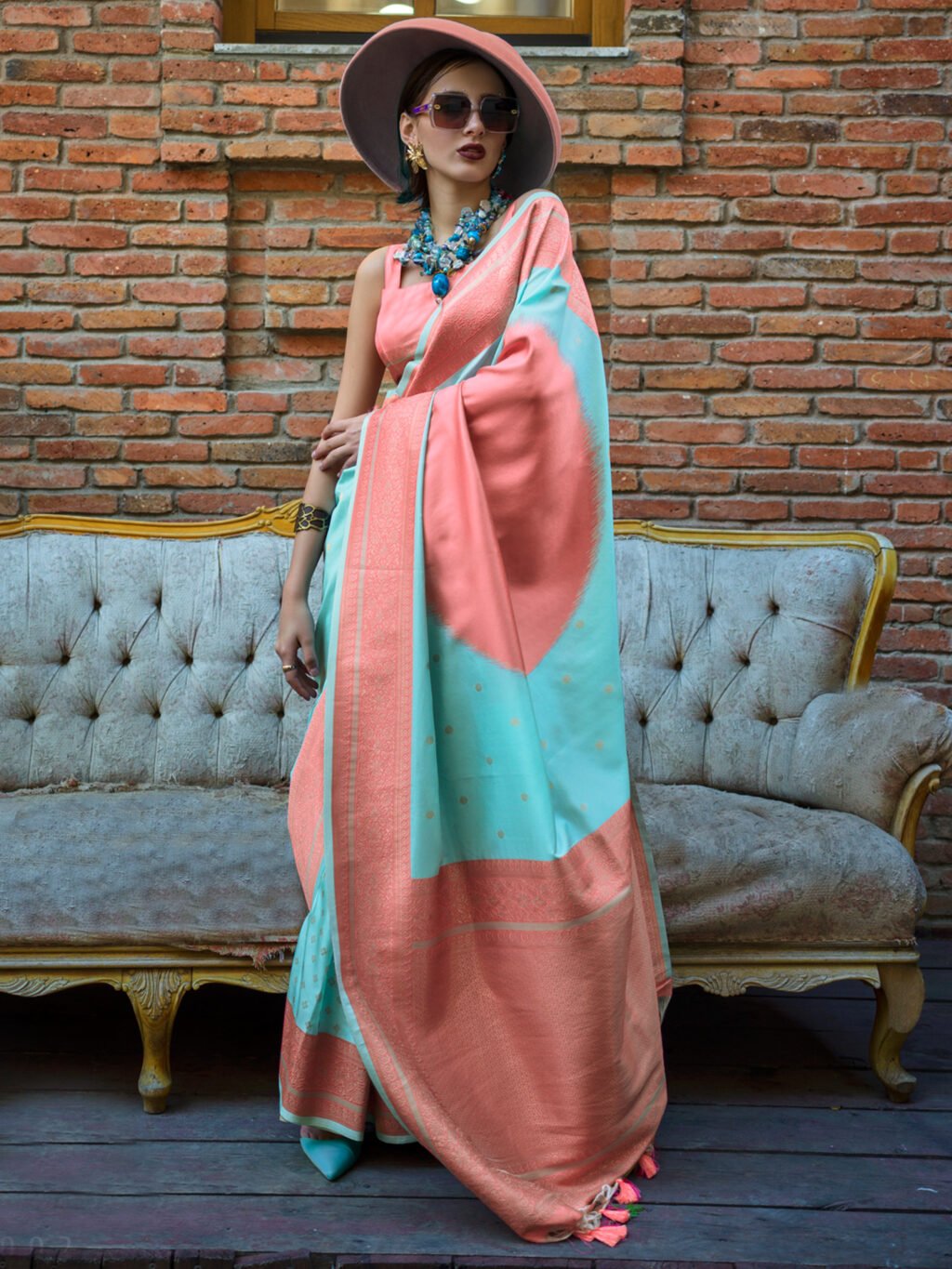 Image of Blue Silk Saree