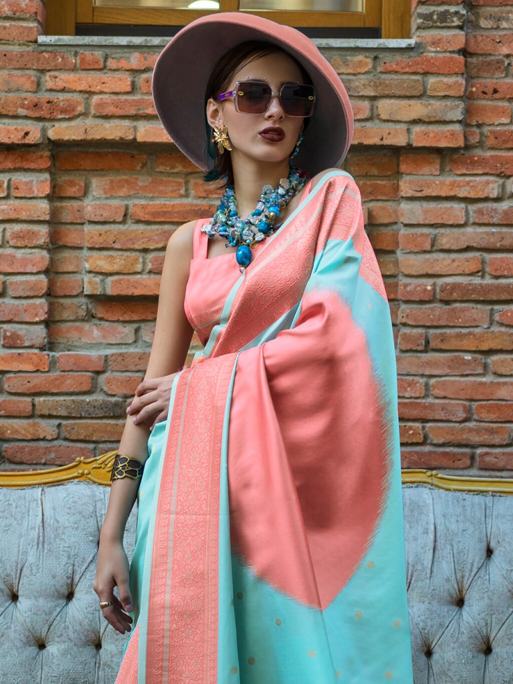 Blue Silk Saree - Image 3