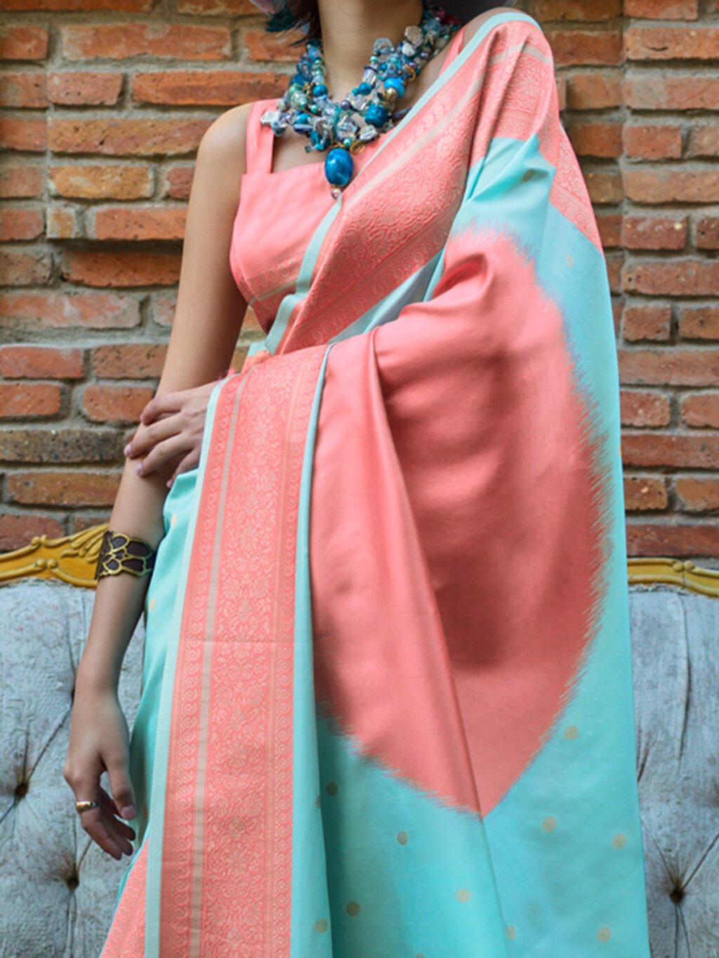 Blue Silk Saree - Image 4