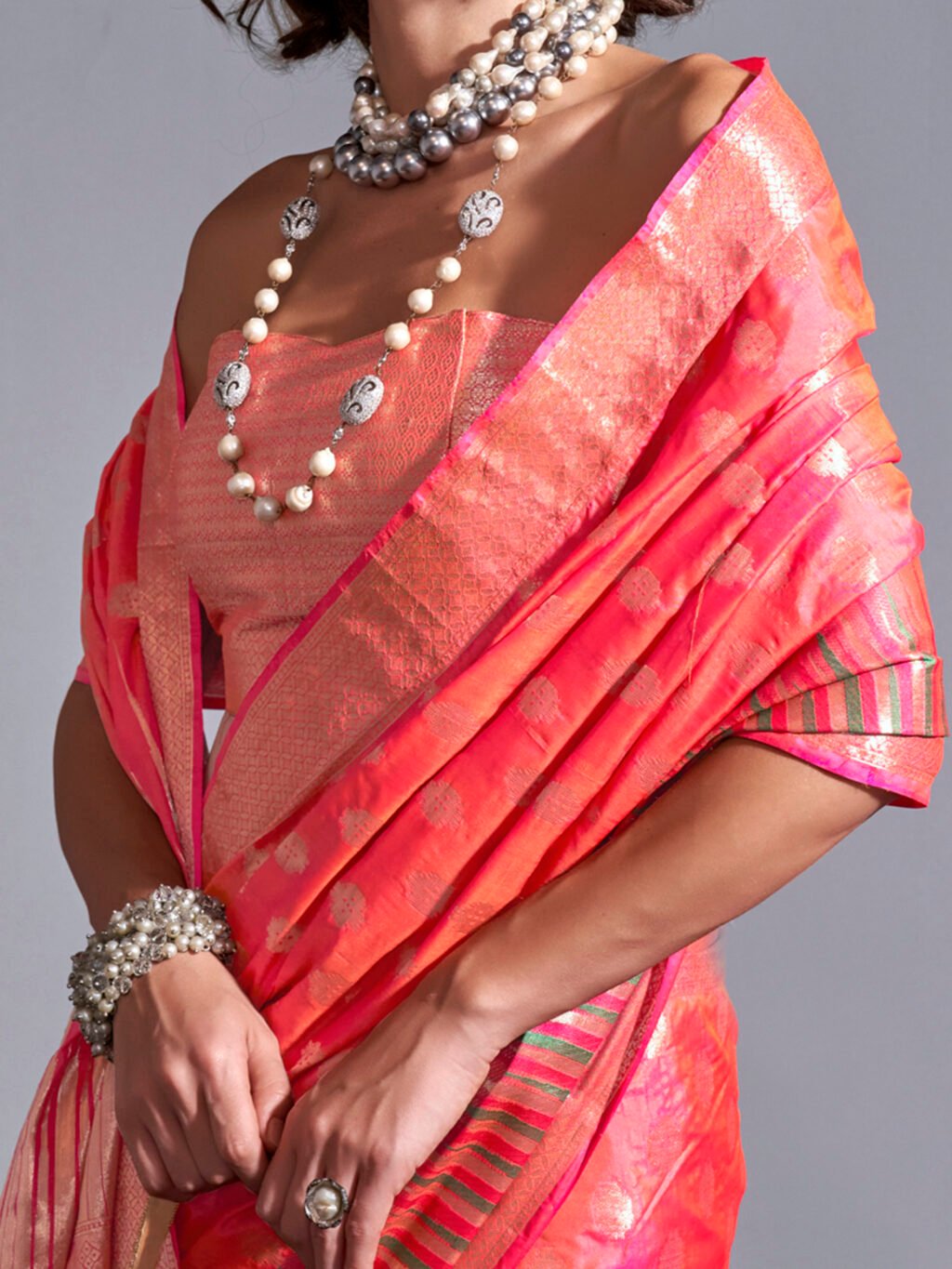 Peach Silk Saree - Image 4