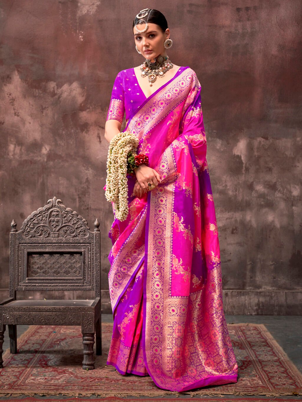 Image of Pink Silk Saree