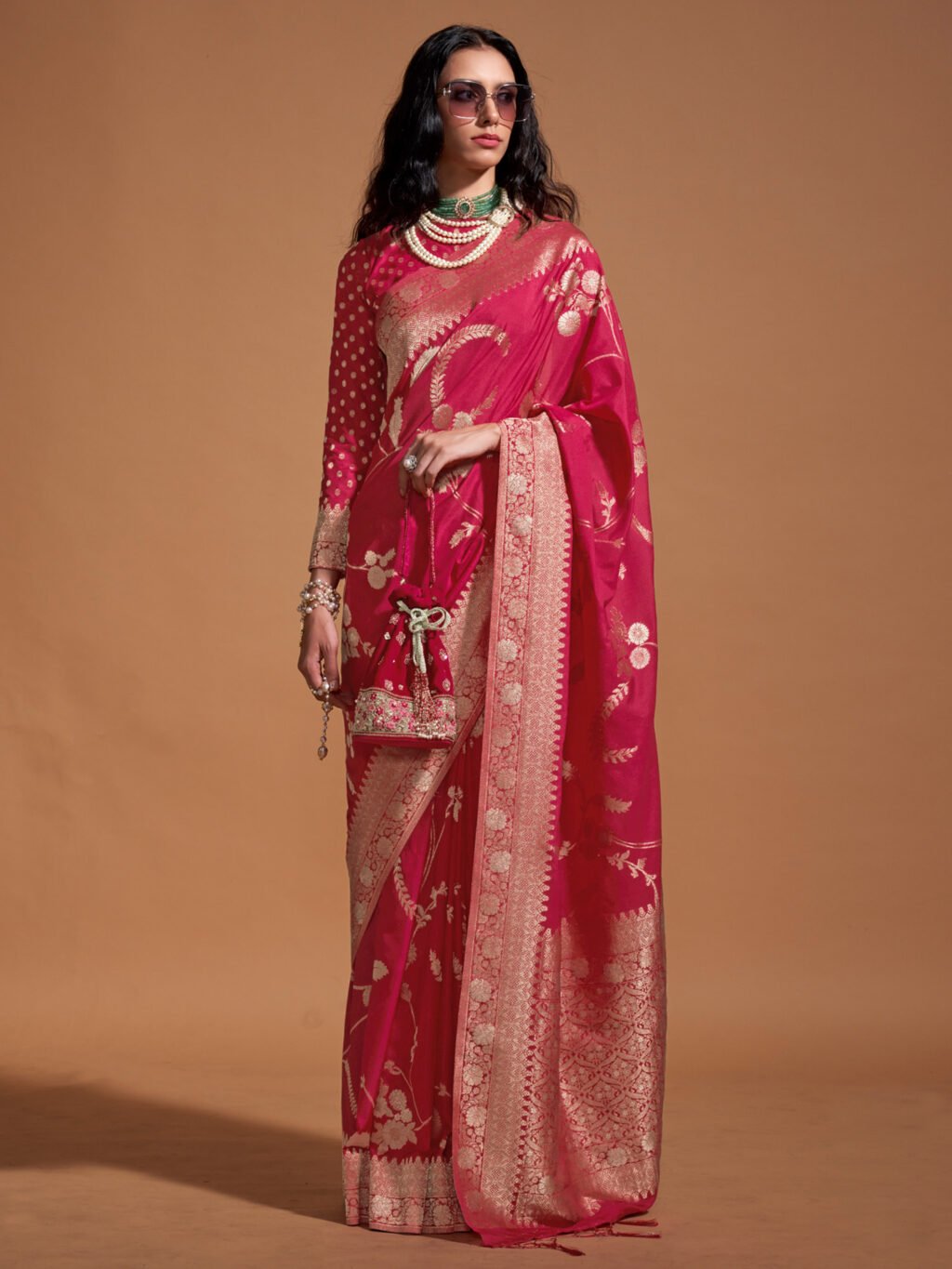 Image of Pink Georgette Saree