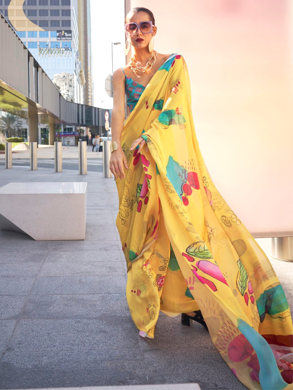 Image of Yellow Silk Saree