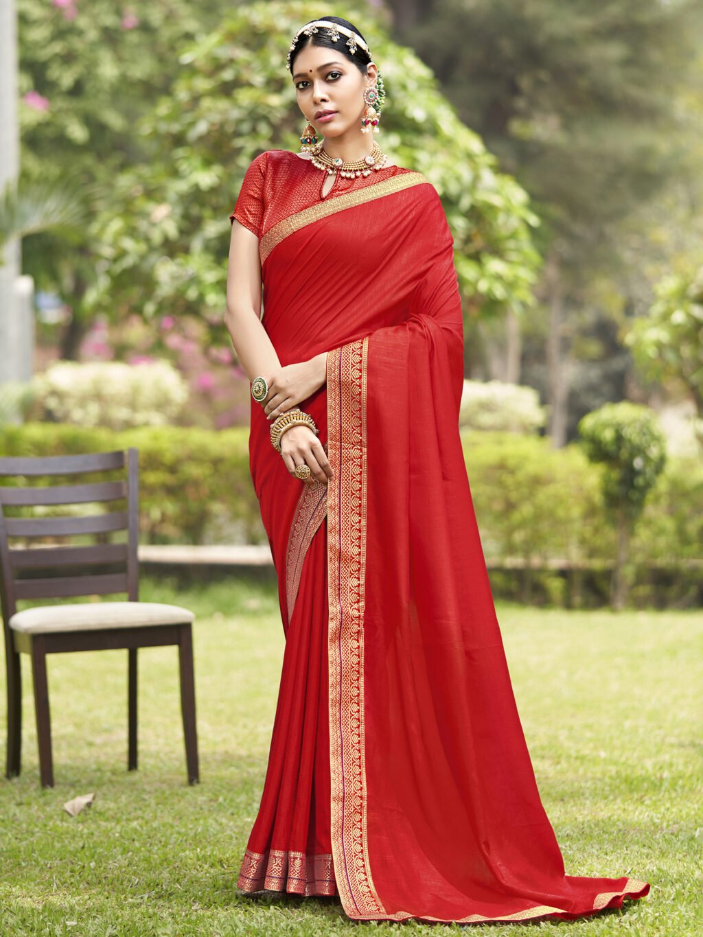 Image of Red Silk Saree