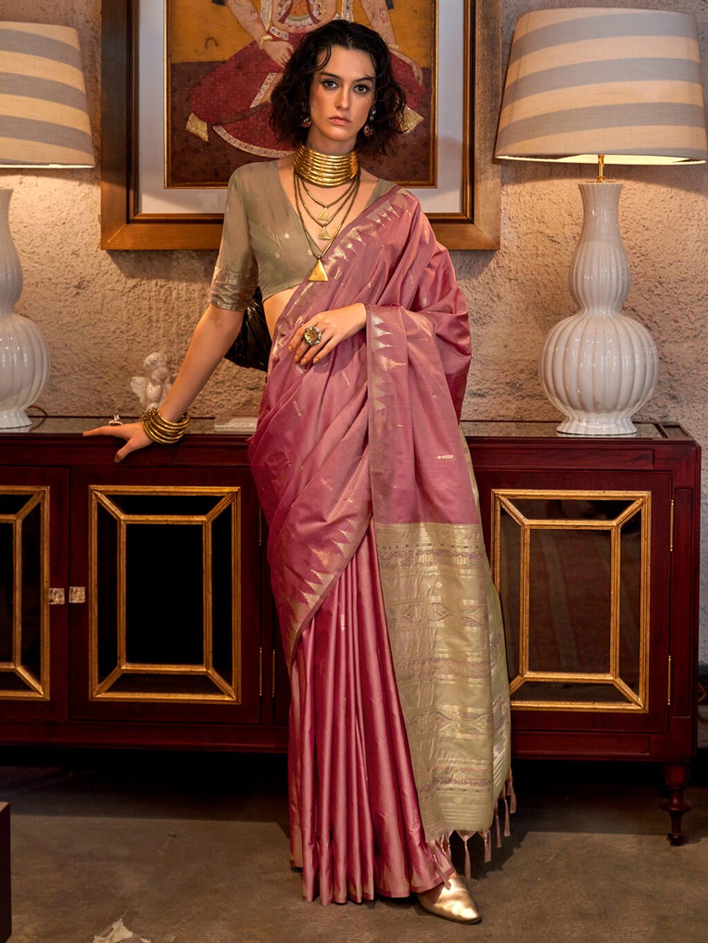 Image of Pink Silk Saree