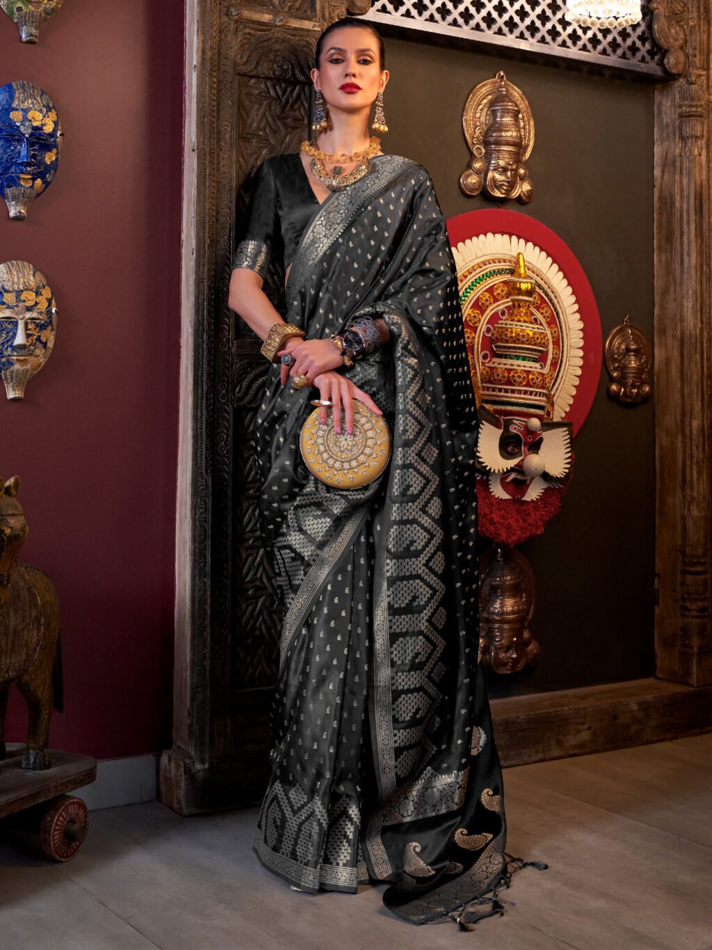 Image of Black Silk Saree