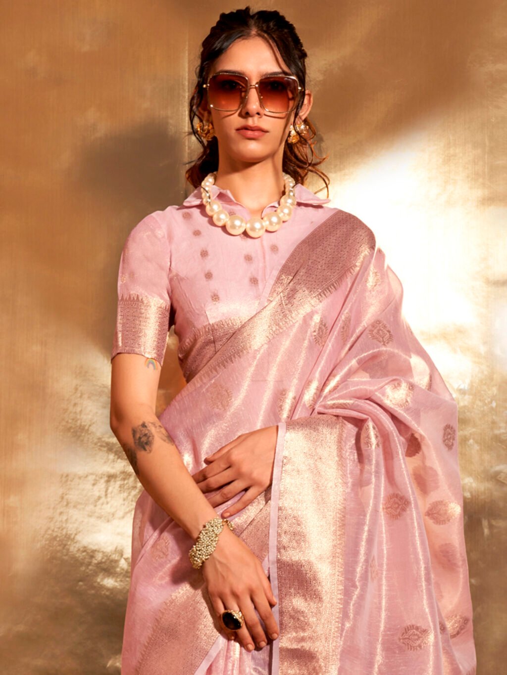 Korra Pink Banarasi Paithani Silk Saree - Image 3