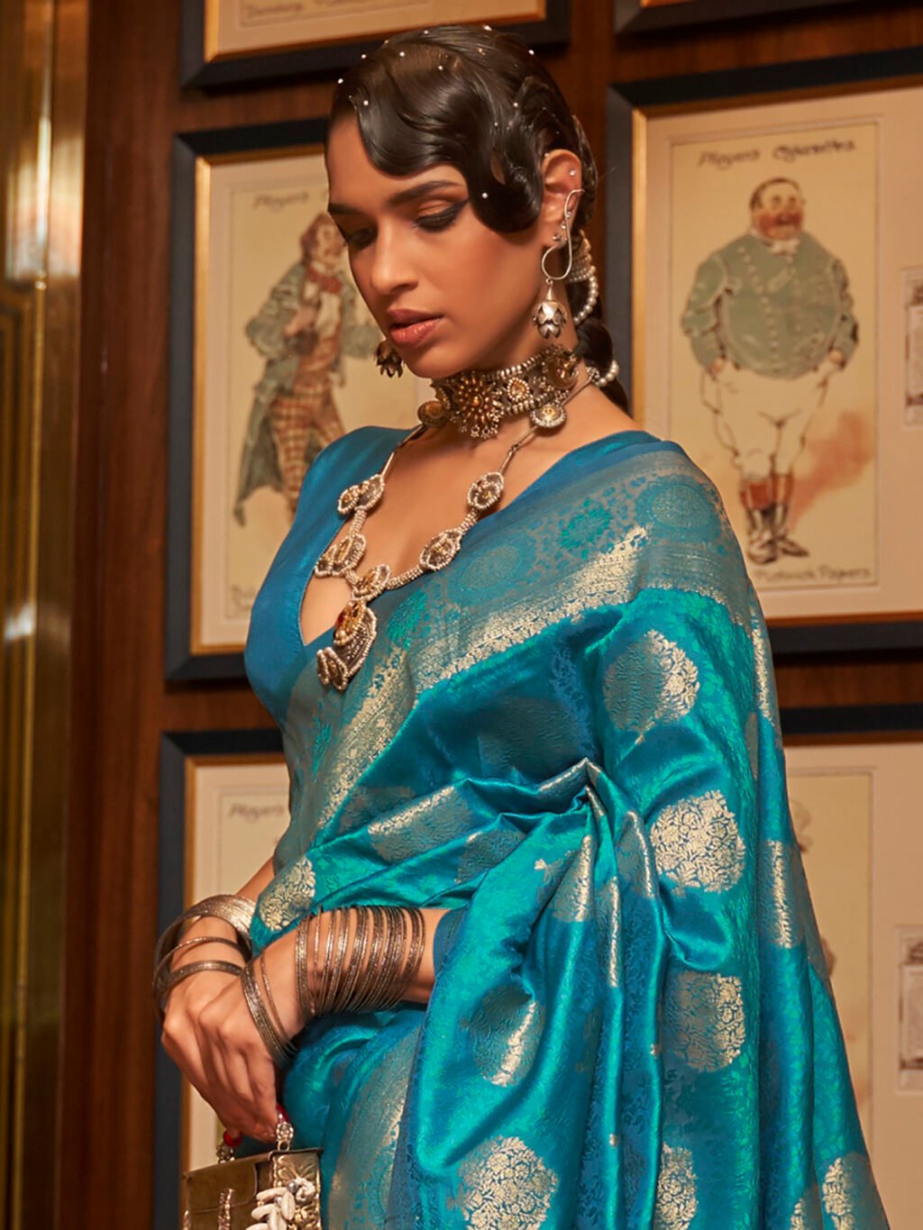 Blue Silk Saree - Image 3