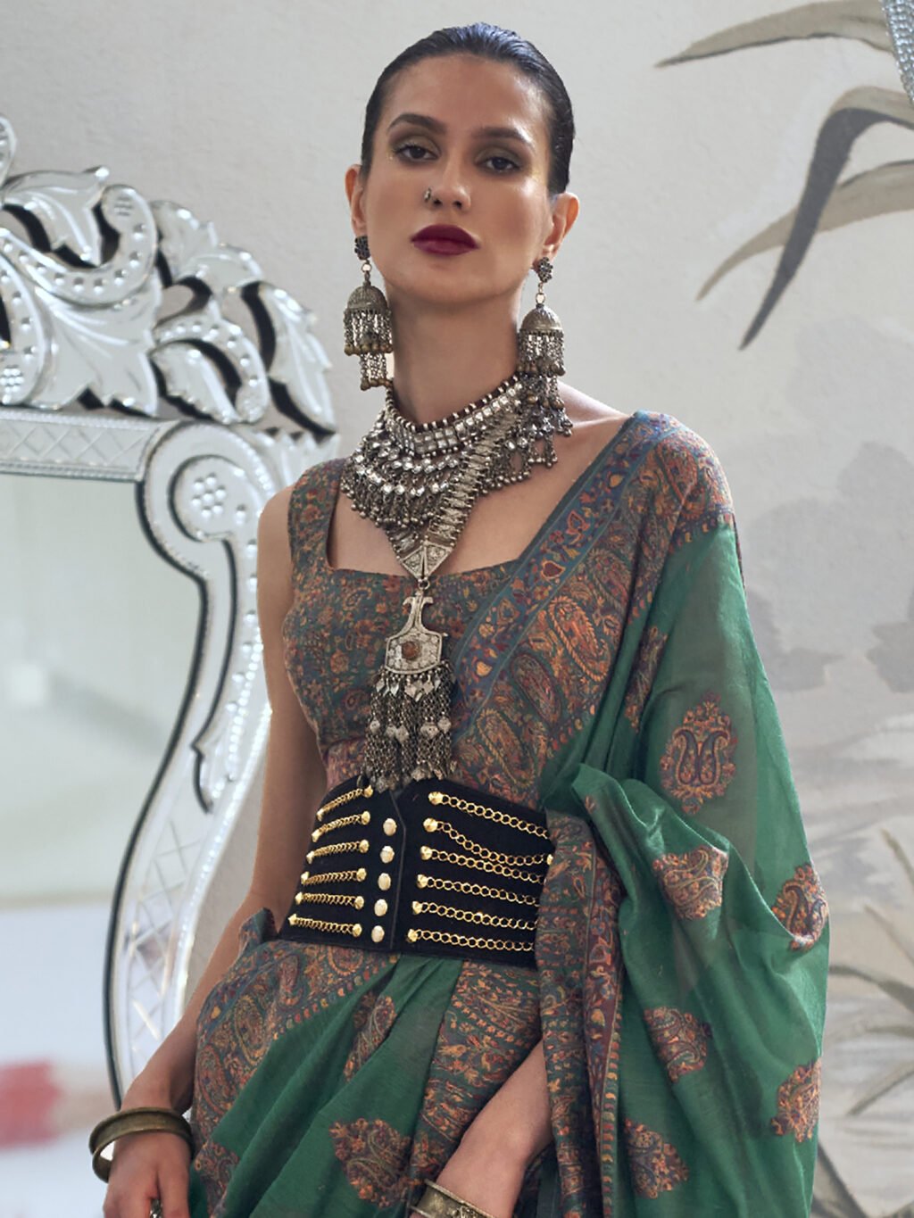 Green Silk Saree - Image 3