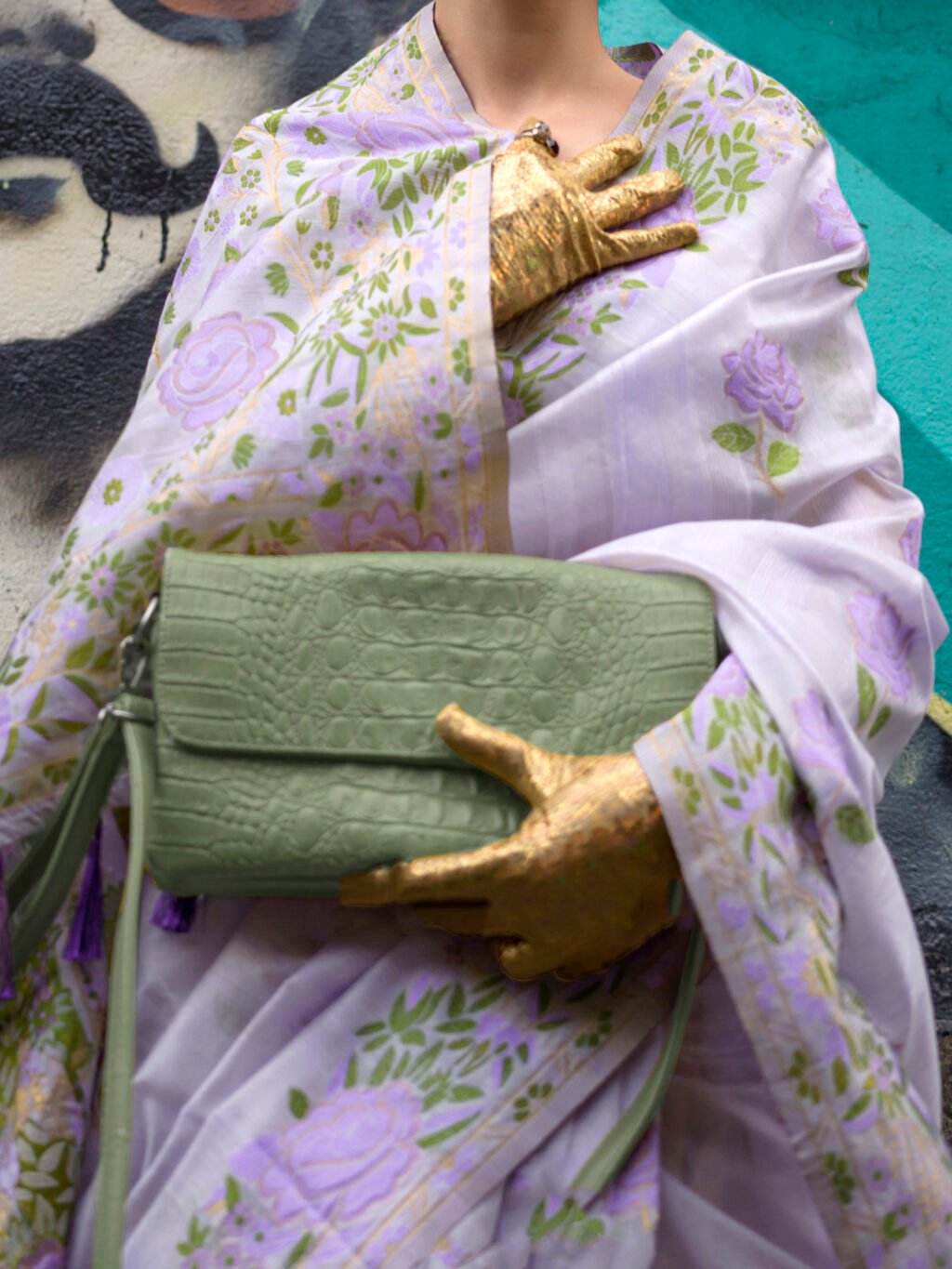Lavendar Cotton Saree - Image 4