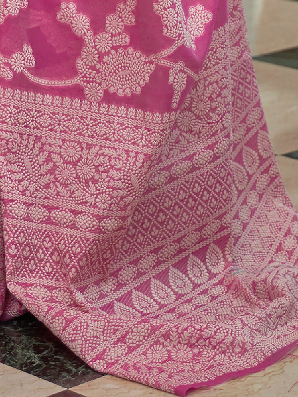 Pink Cotton Saree - Image 4