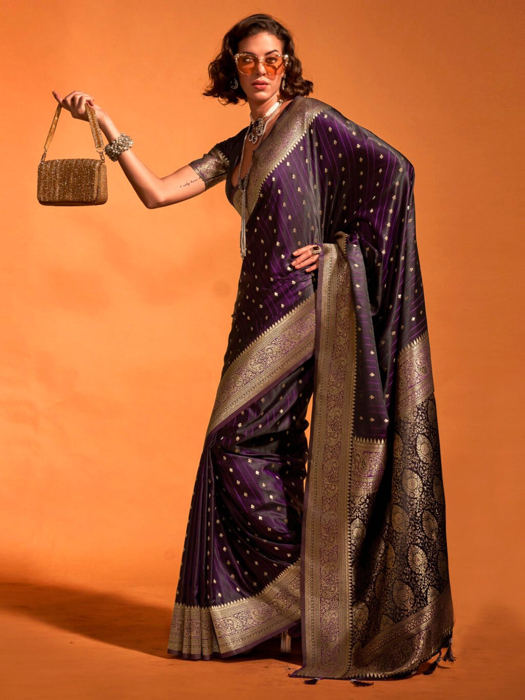 Image of Purple Silk Saree