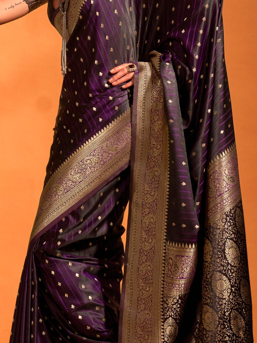 Purple Silk Saree - Image 3