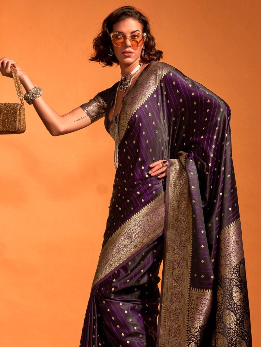 Purple Silk Saree - Image 4