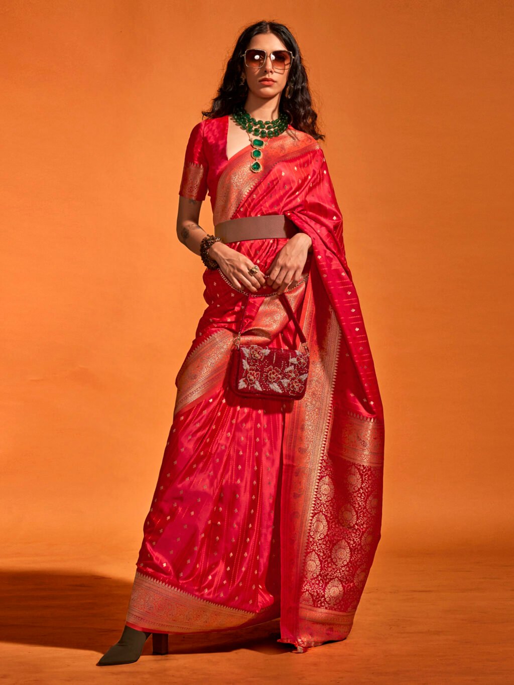 Image of Red Silk Saree