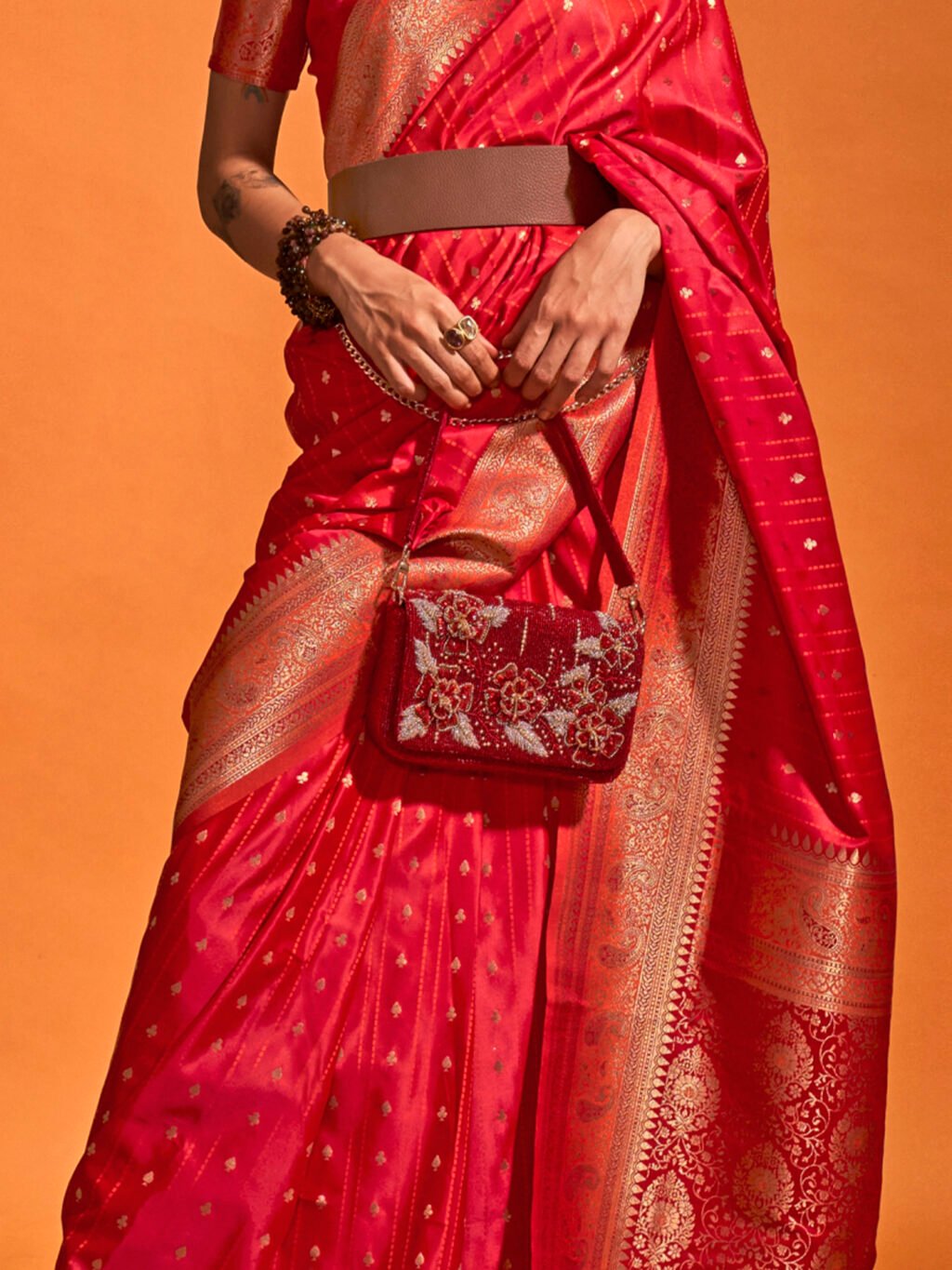 Red Silk Saree - Image 3