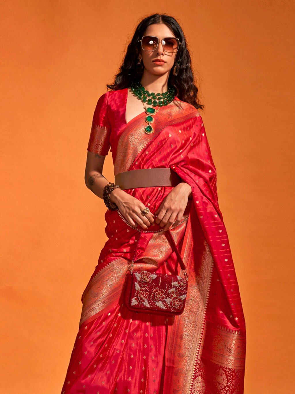 Red Silk Saree - Image 4