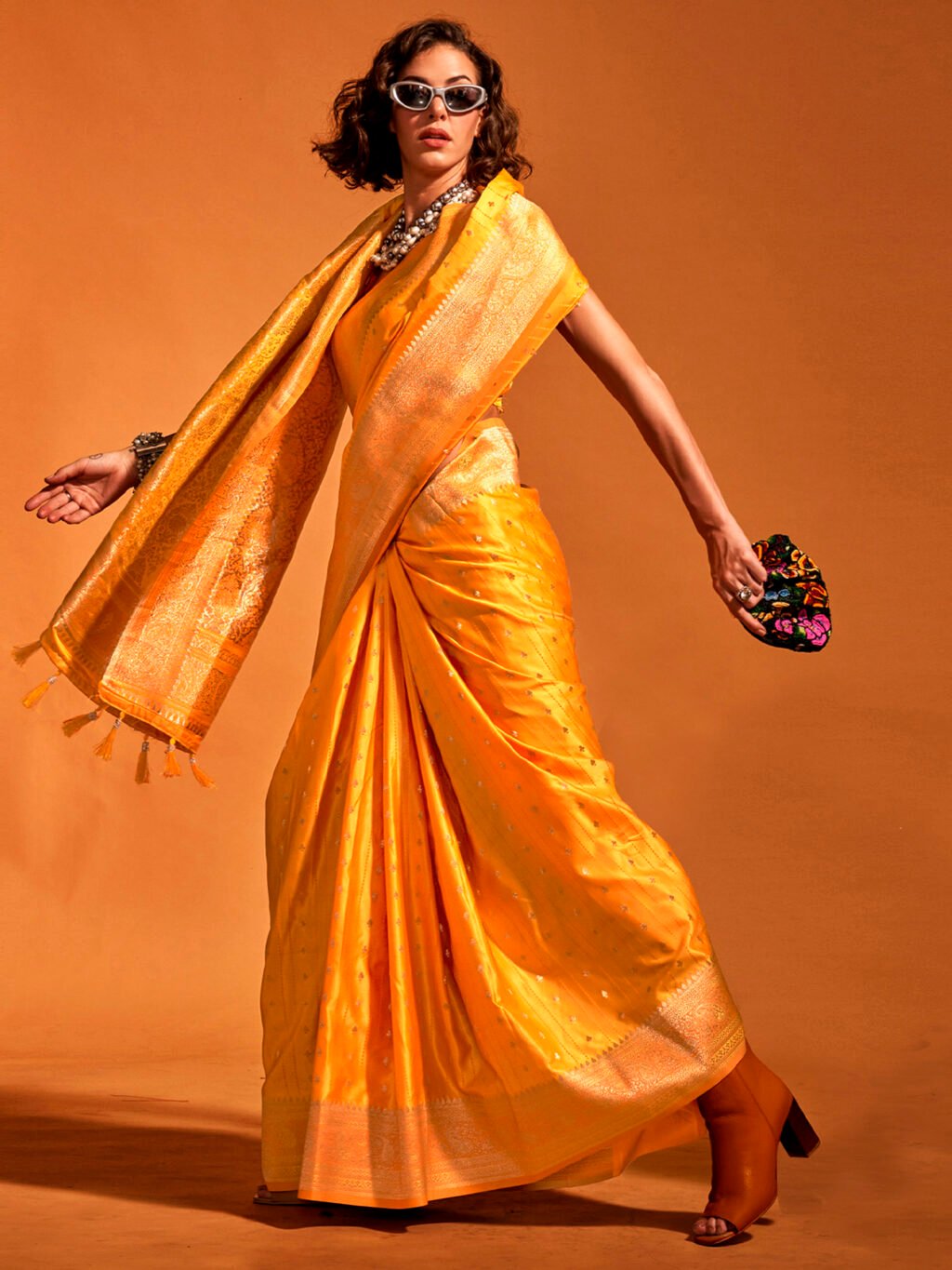 showcasing the beauty and craftsmanship of Silk Saree.