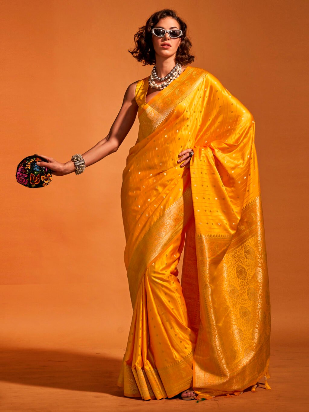 Image of Yellow Silk Saree
