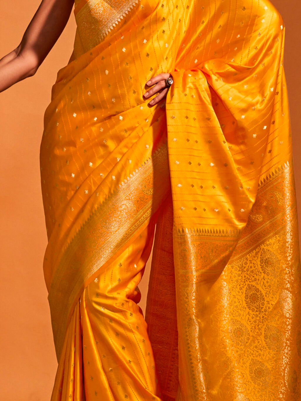 Yellow Silk Saree - Image 3