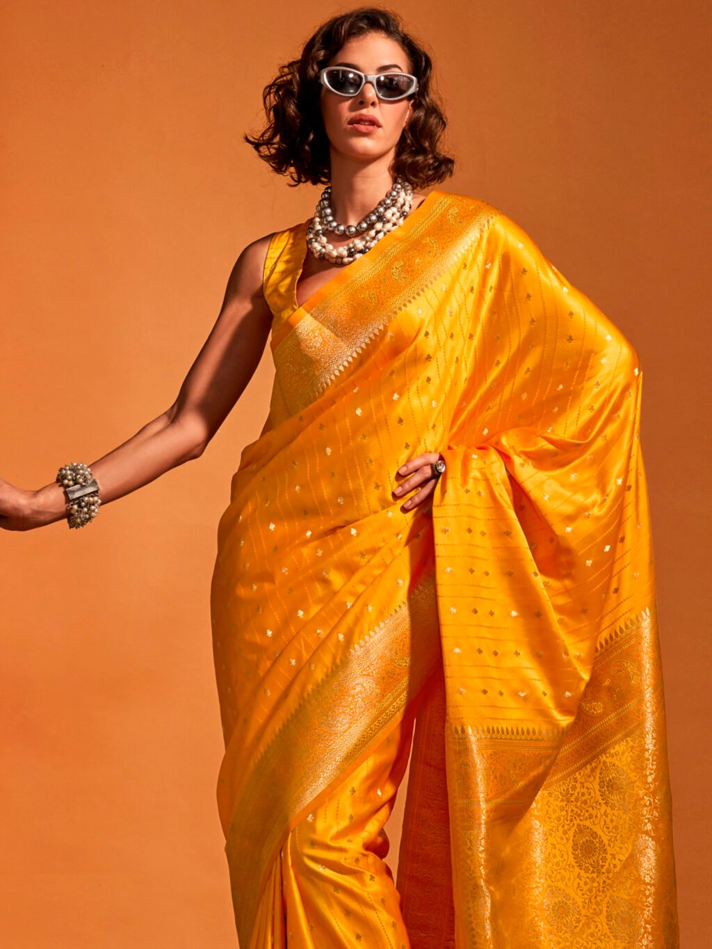 Yellow Silk Saree - Image 4
