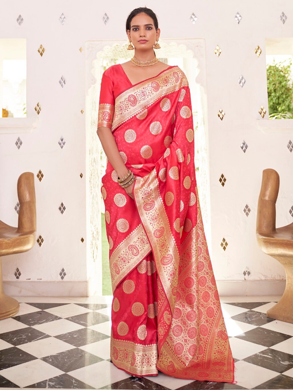 Image of Pink Silk Saree