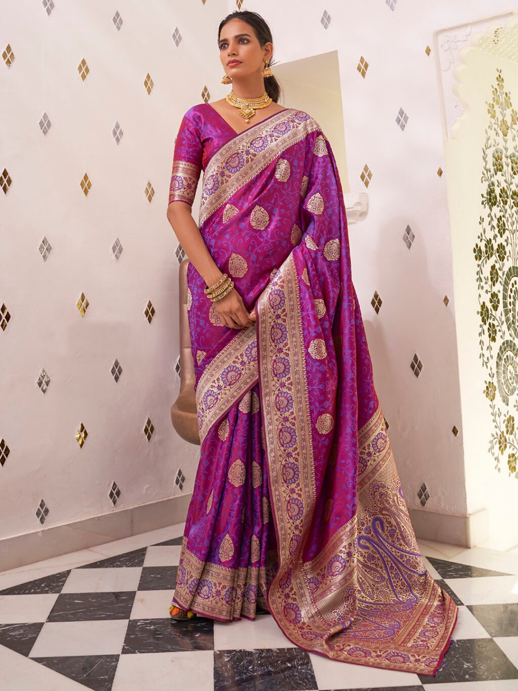 Image of Magenta Silk Saree