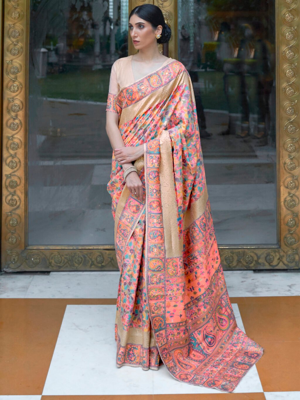 Image of Peach Silk Saree