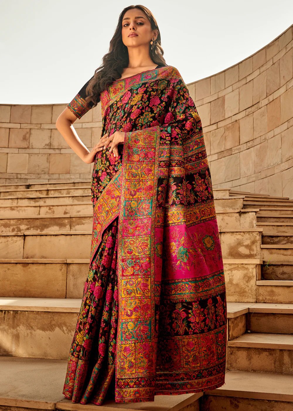 Image of Black Silk Saree Cotton Saree