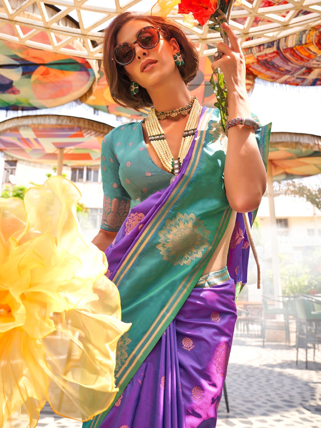 showcasing the beauty and craftsmanship of Party Wear Saree.