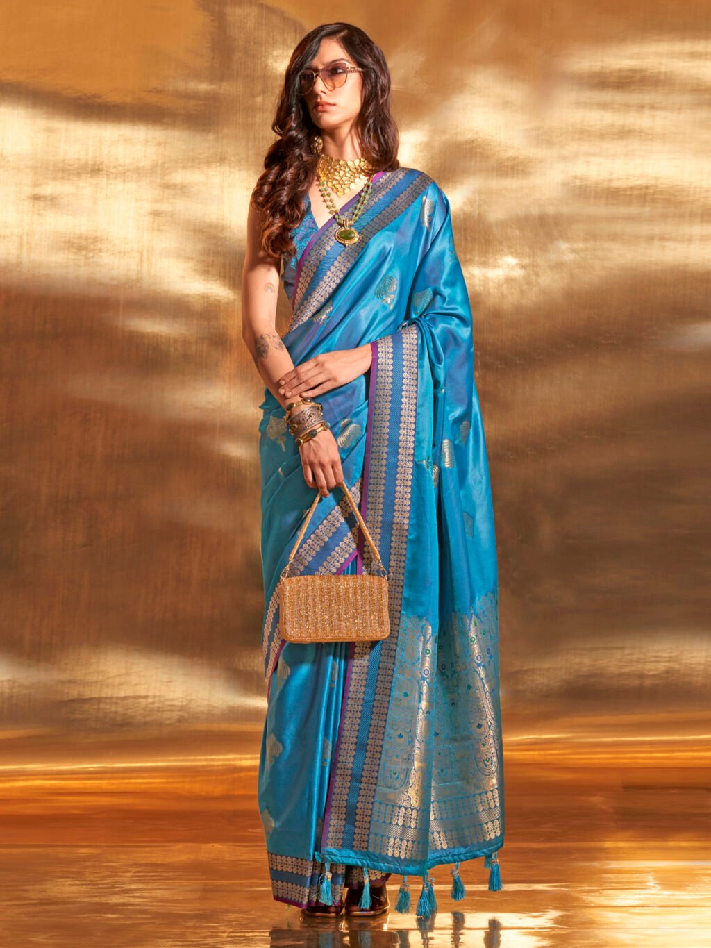 Image of Blue Silk Saree