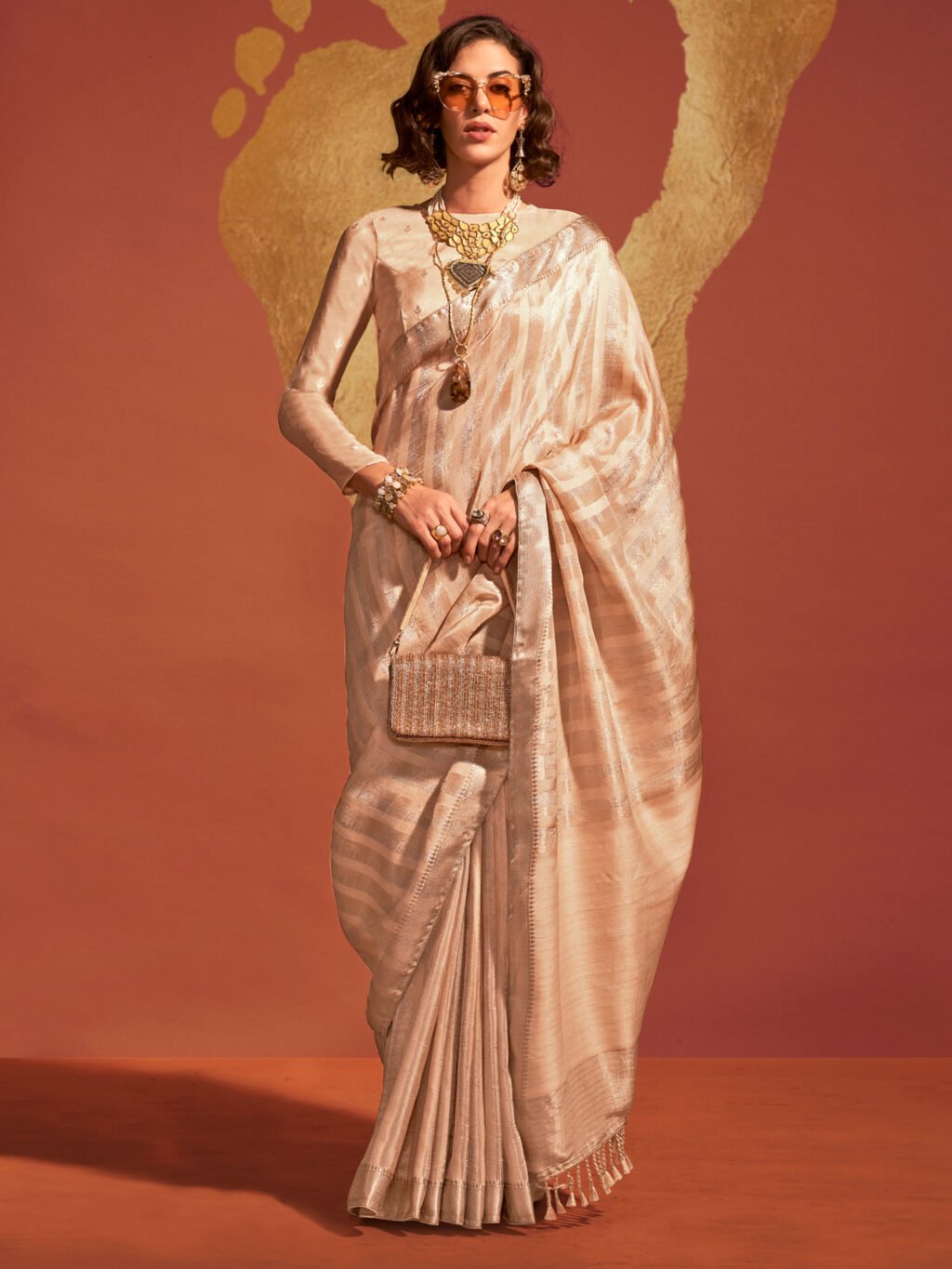 Image of Cream Silk Saree