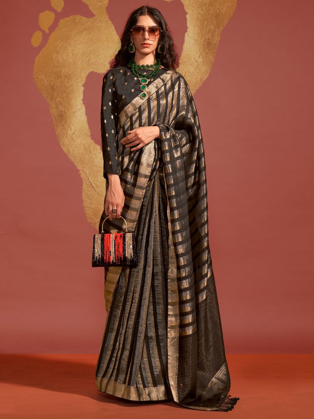 Image of Black Silk Saree
