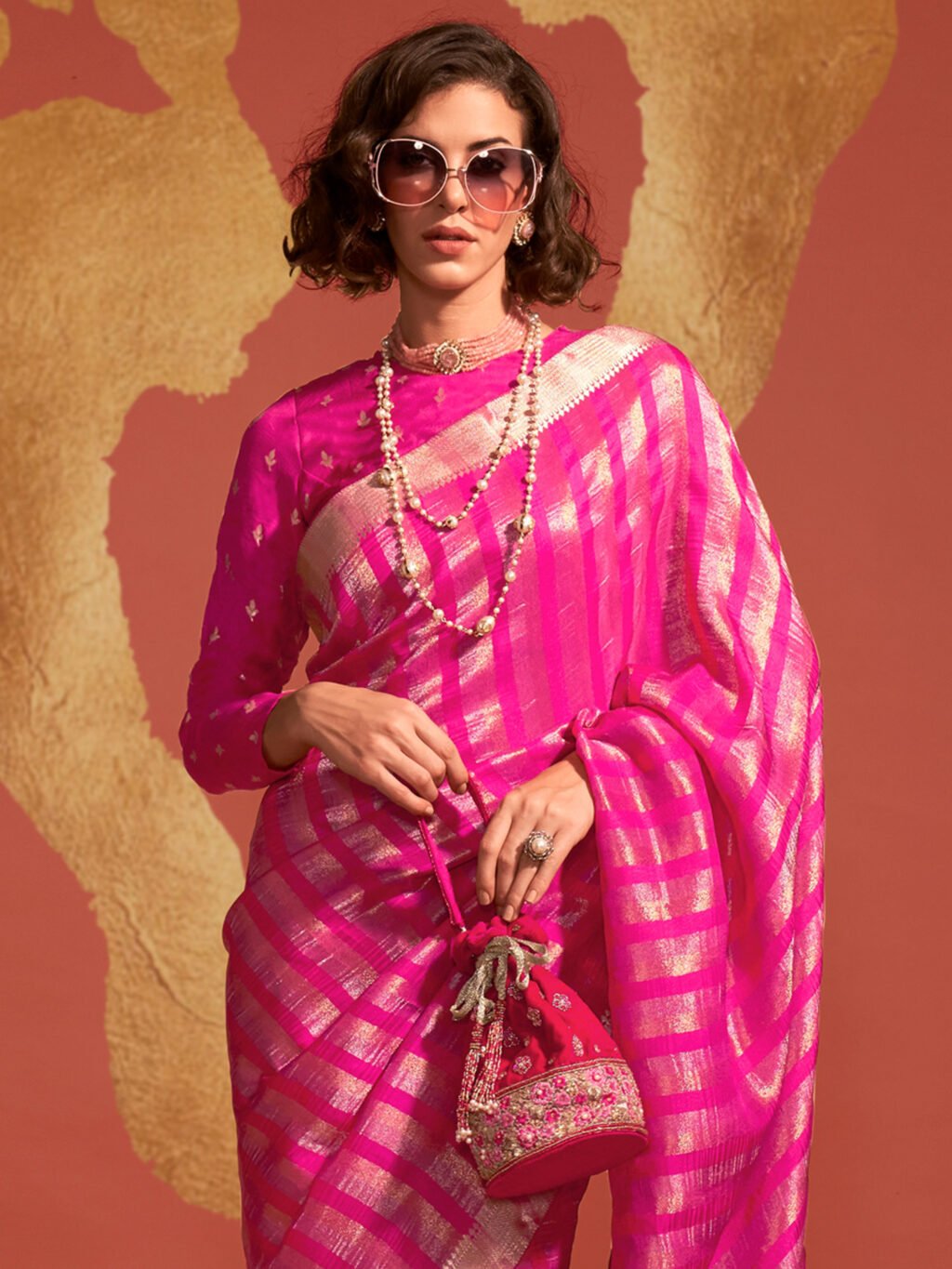 Pink Silk Saree - Image 3