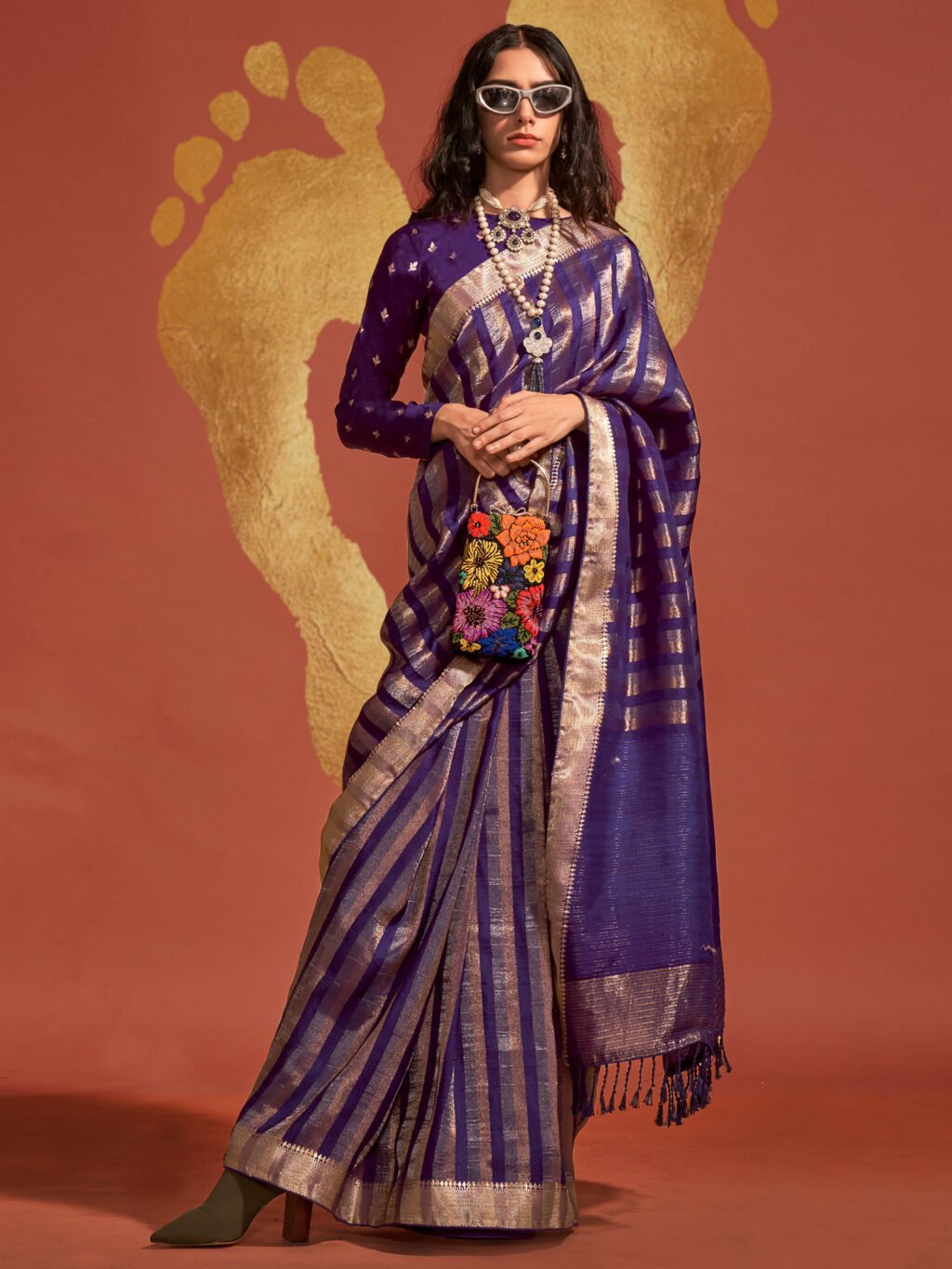 Image of Purple Silk Saree