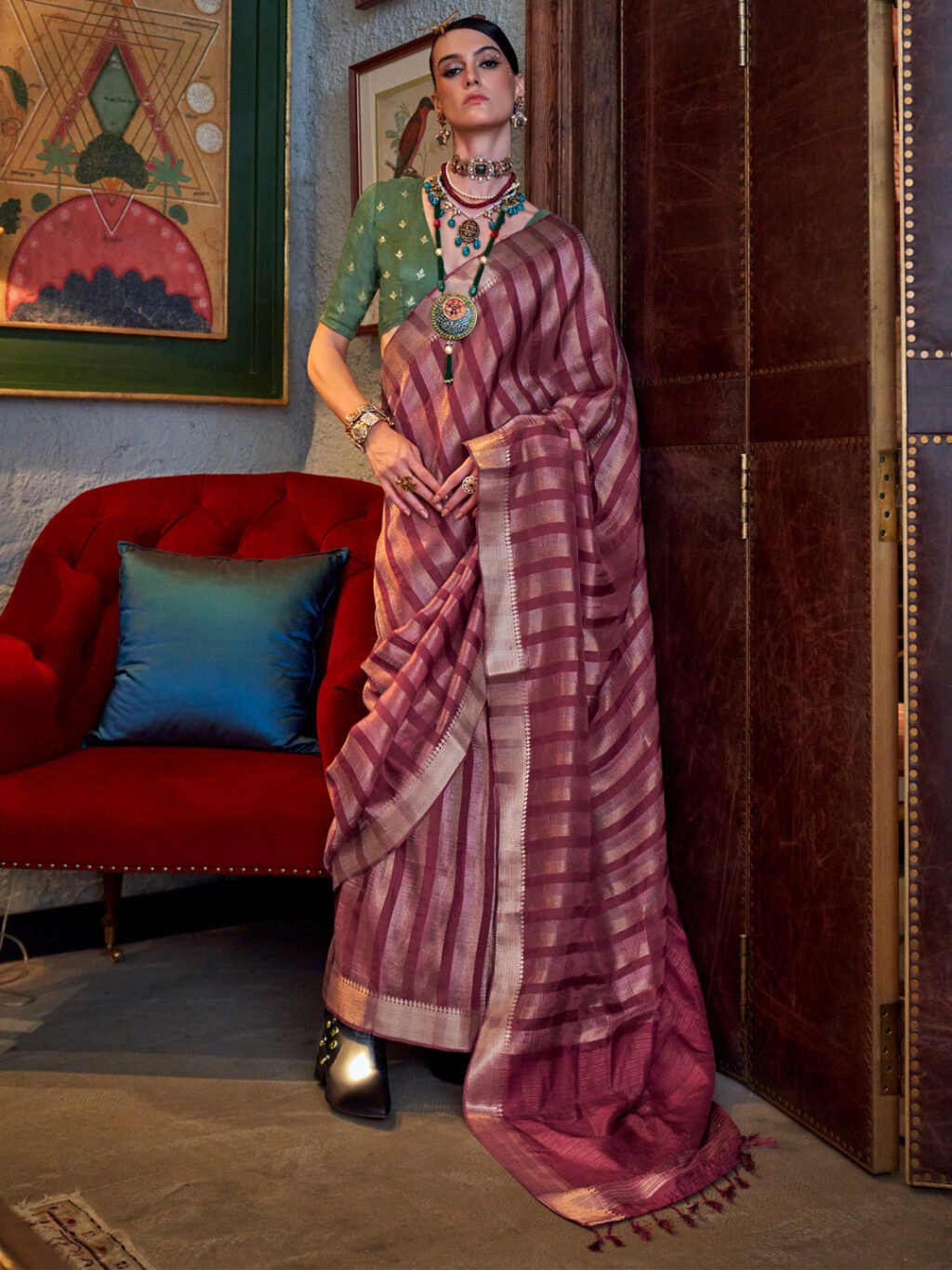 Image of Maroon Silk Saree