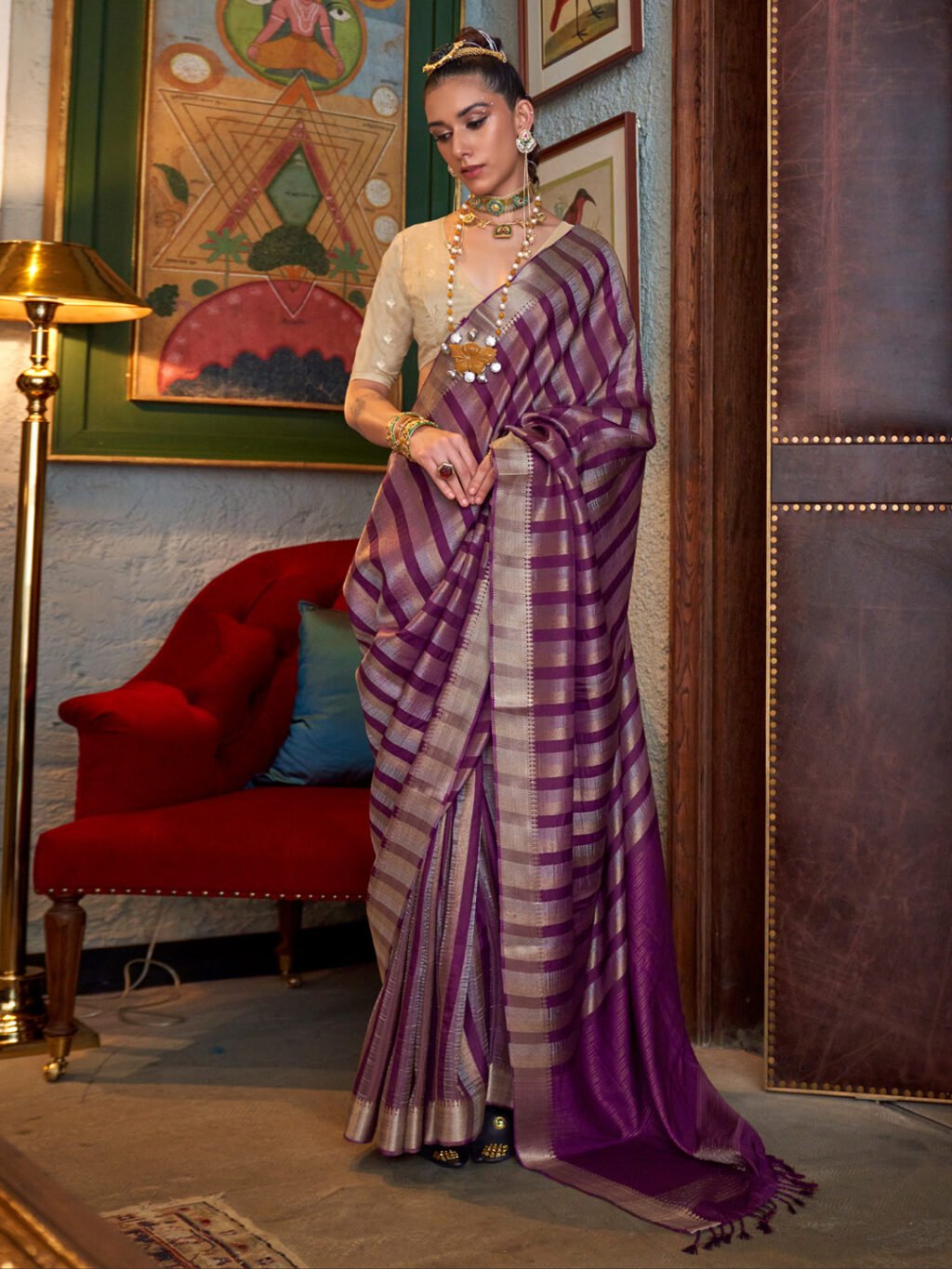 Image of Magenta Silk Saree