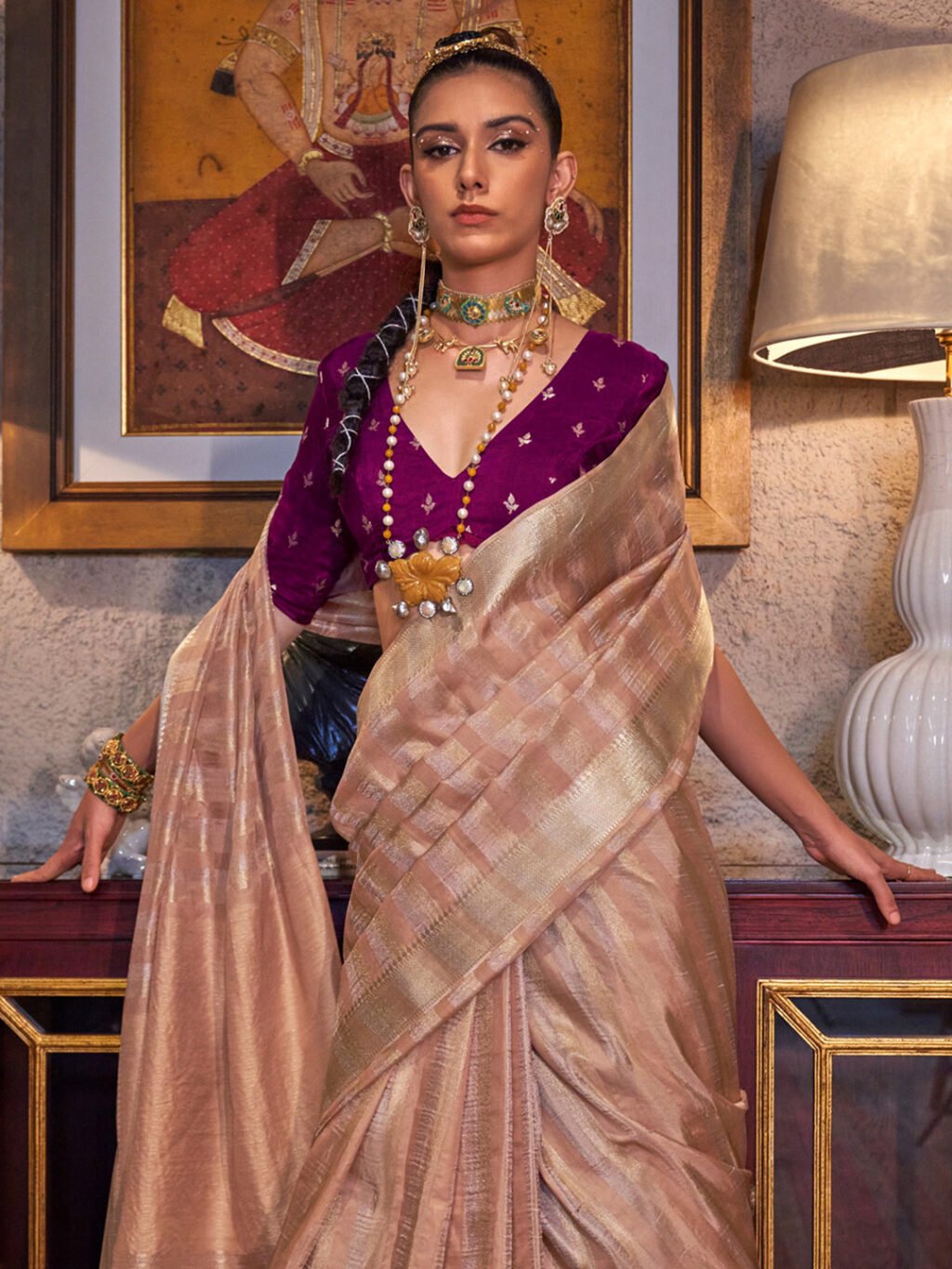 Beige Silk Saree - Image 4