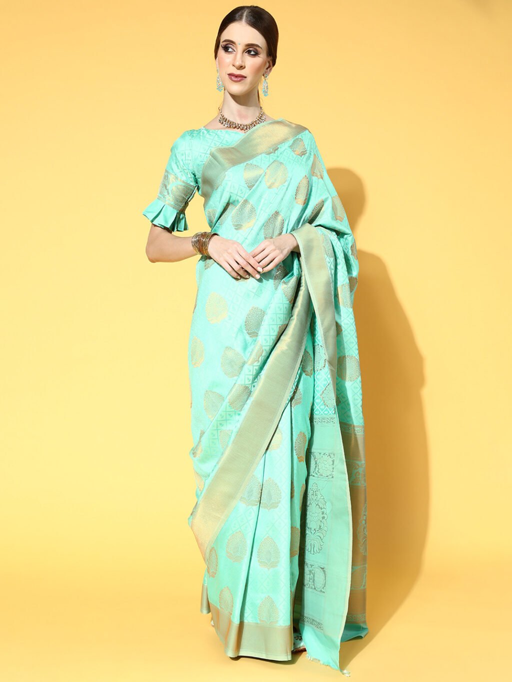 Image of Sea Green Silk Saree
