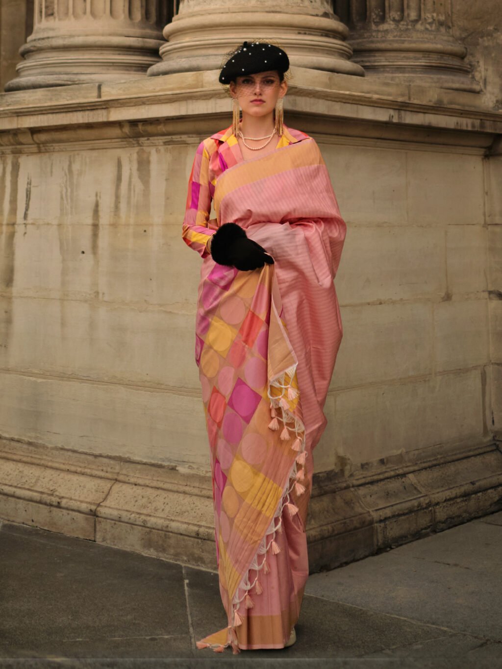 Image of Peach Silk Saree