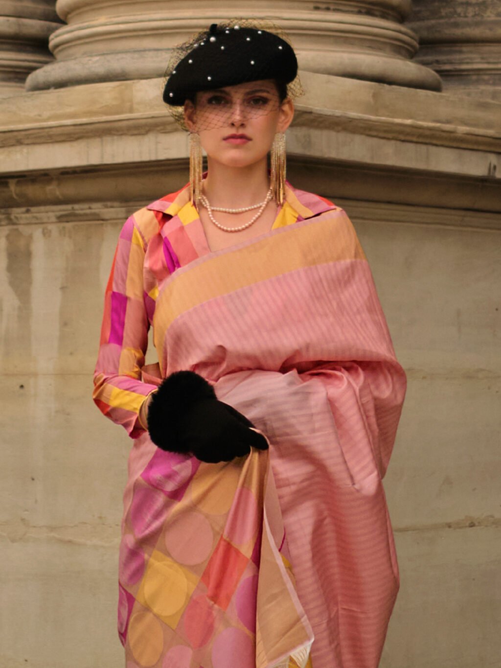 Peach Soft Silk Handloom Saree - Image 3