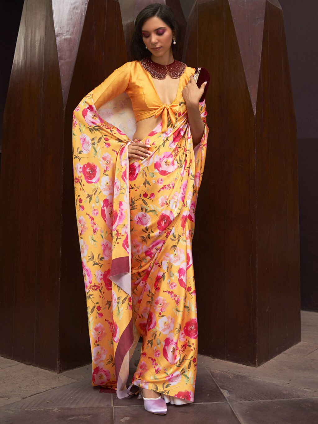 Image of Yellow Silk Saree