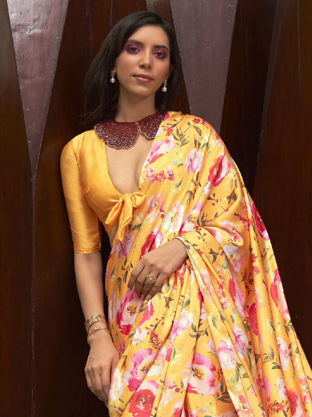 Yellow Silk Saree - Image 3