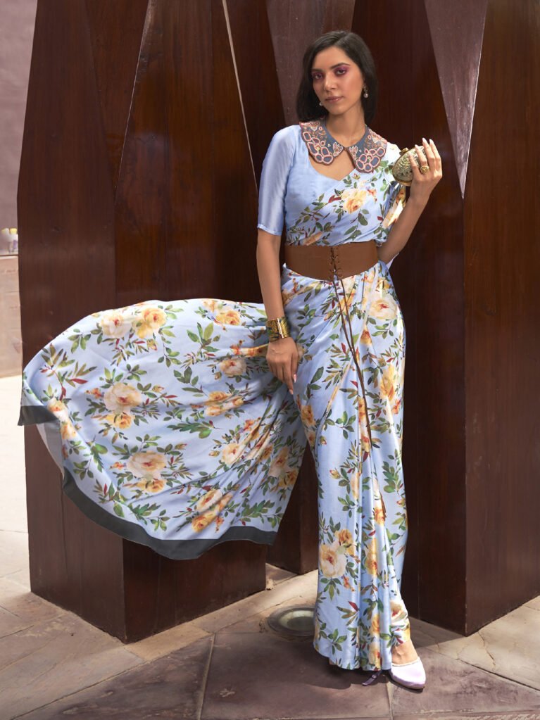 Image of Blue Silk Saree