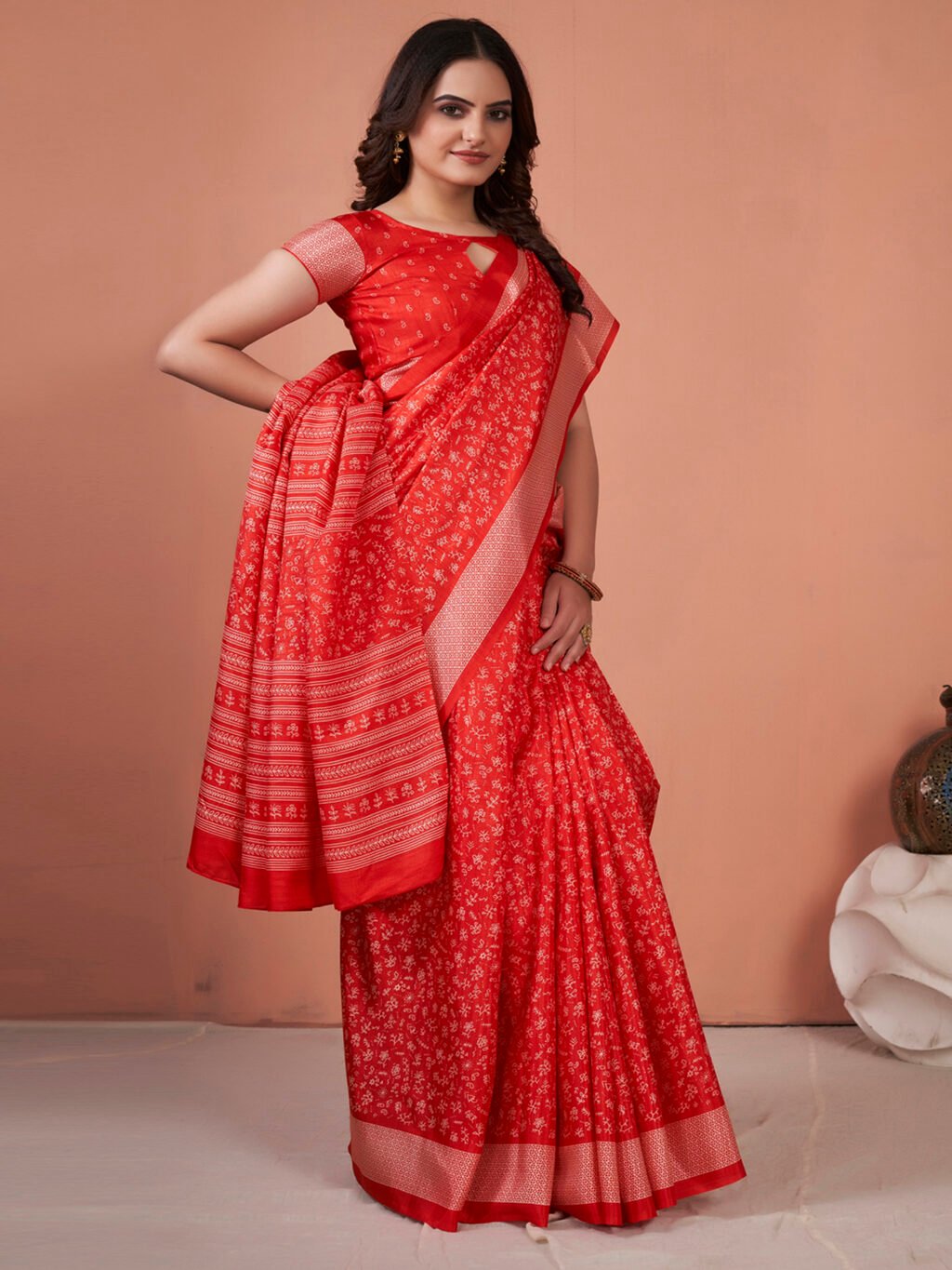 Red Silk Saree - Image 3