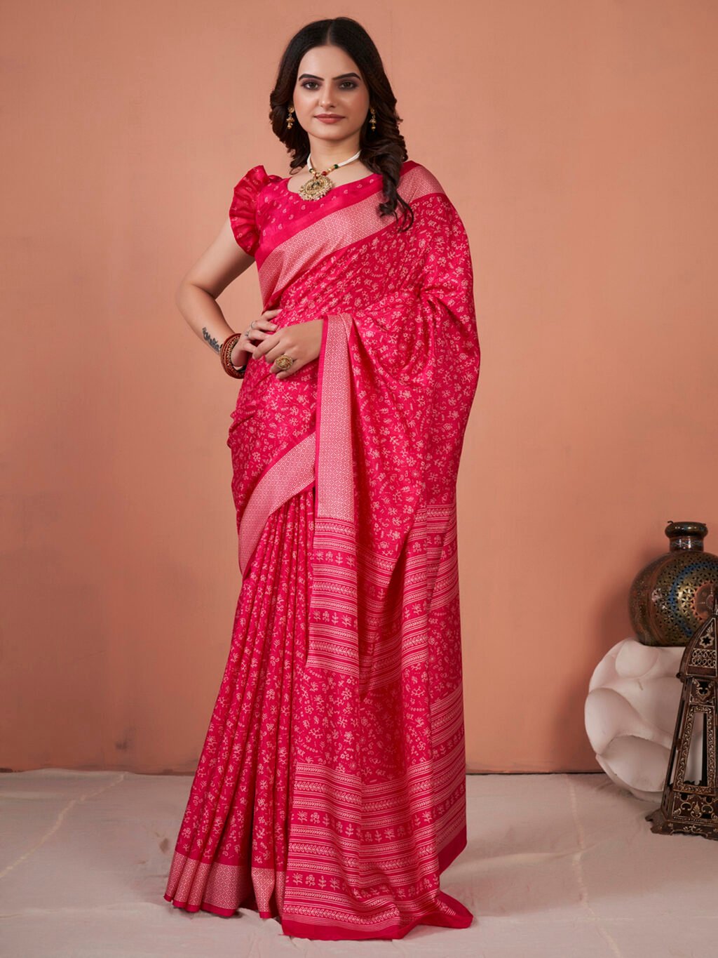 Image of Pink Silk Saree