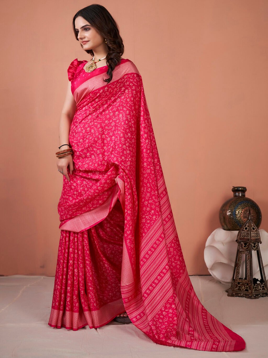 Pink Silk Saree - Image 3